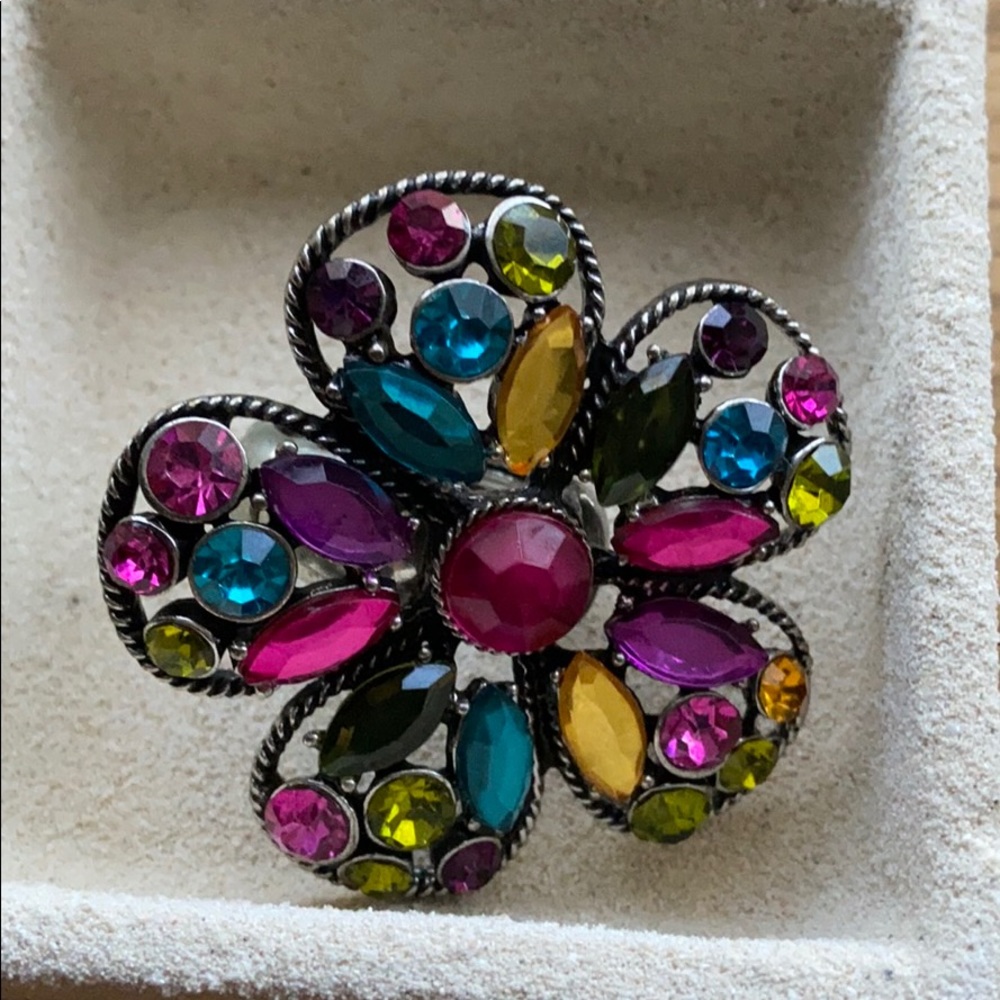 Flower silver Size 8-9 ring-adjustable